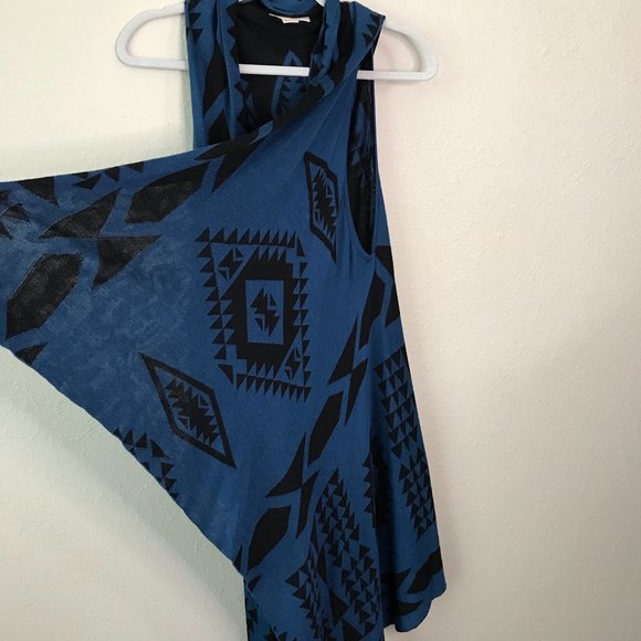 Orange FV Blue & Black Aztec sleeveless Cardigan - Picture 3 of 6